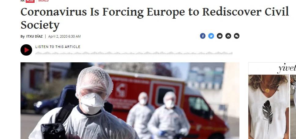 El coronavirus está obligando a Europa a redescubrir la iniciativa privada, artículo de Itxu Díaz en National Review